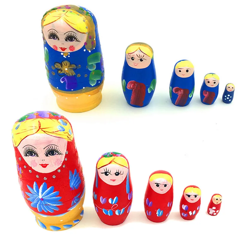 Exquisite 5 sztuk/zestaw lalki drewniane rosyjski gniazdowania babuszka Matryoshka ręcznie malowane prezent dla zabawka dla dzieci