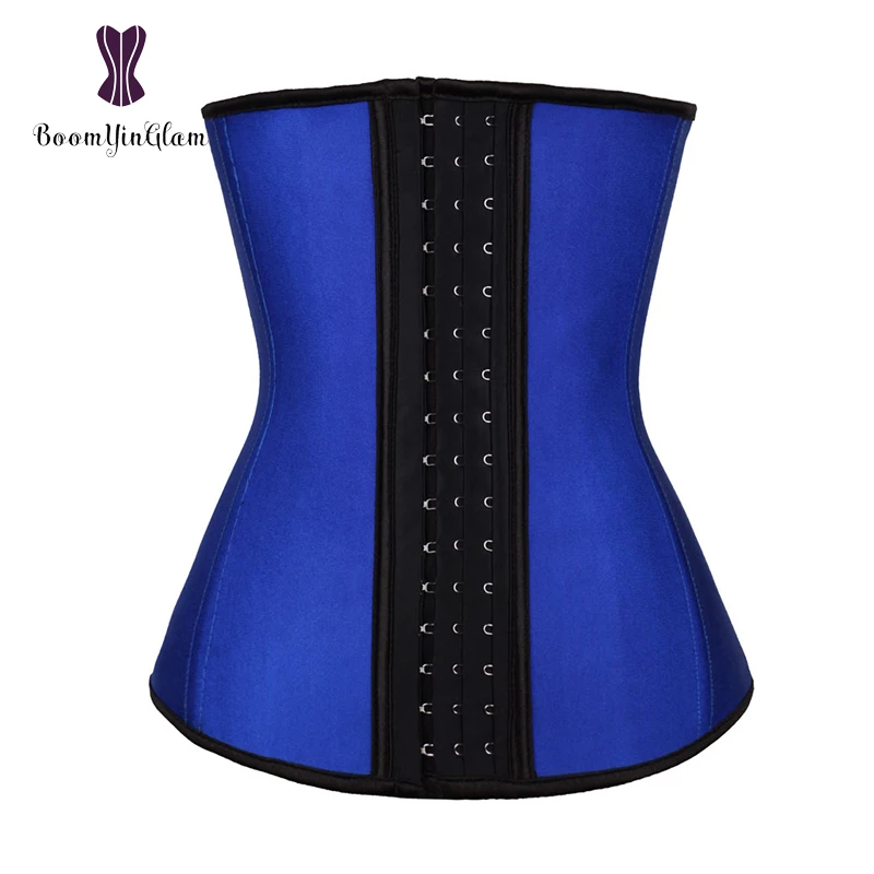 High quality 3 hooks slimming body shaper waist trimmer belt 4 steel boned corset latex waist trainer for weight loss 2839#