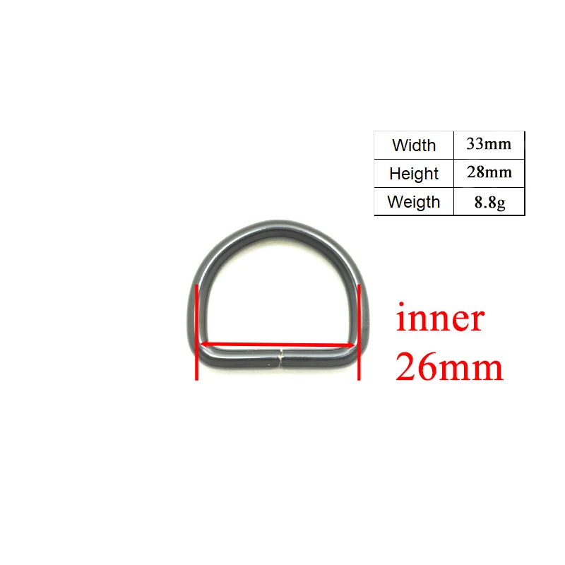 Retailing D Rings for Webbing Dog Collar Chain, Leather Belt, Plated Metal Buckle, Semi Ring, Ribbon Clasp, Knapsack Belt, 25mm