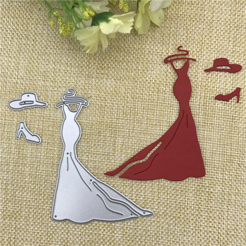 Lady formal dress hat shoe Metal Cutting Dies Stencil Scrapbooking Photo Album Card Paper Embossing Craft DIY