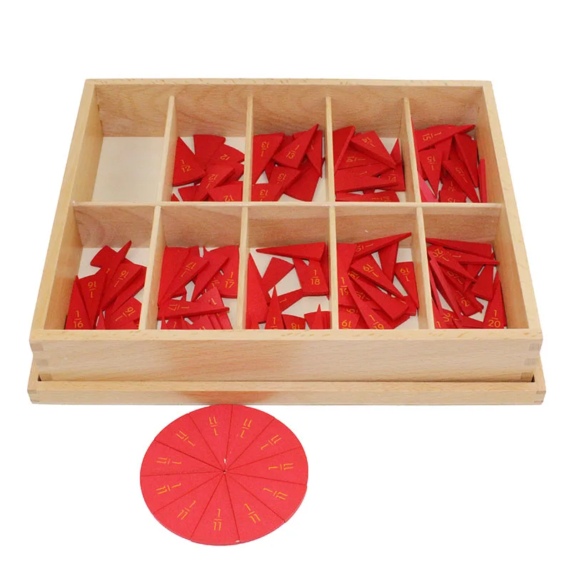 Montessori Mathematics Toys Children Early Educational Toys Cut-Out Labeled Fraction Circles (11-20)