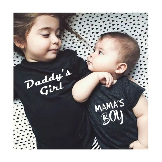 

Daddy's Girl and Mama's Boy Family Matching T-shirt Girls Costume Fashion Funny Outfits Kids Tops Boys Clothes Son Daughter Tees