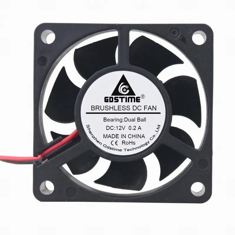 

1 Piece Gdstime DC 12V Two Balls 60x60x20mm Machine Motor Brushless Small Cooling Fan 60mm x 20mm 6020 6cm