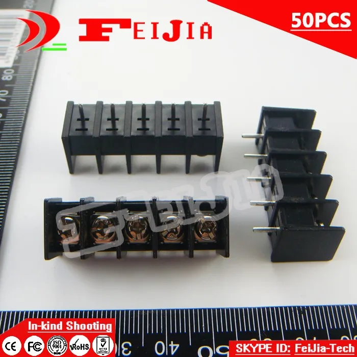 50PCS 25-7.62-5P / 25 7.62mm 5Pin Barrier Terminal Block Screw Terminal Block Pitch 7.62mm Terminal Block Free Shipping