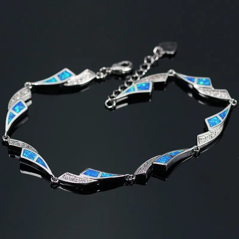 

JLB-161 Blue Opal White Cubic Zirconia Bracelets For Men & Women Jewelry