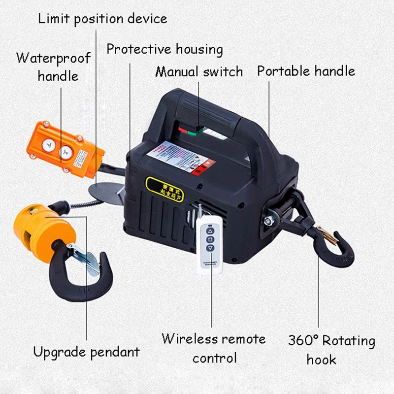 Small Crane Household Electric Hoist 0.5 Ton Lifting Construction Decoration Crane