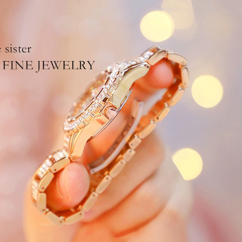 2022 Hot Sale Women Watches Lady Diamond Stone Dress Watch Gold Silver Stainless Steel Rhineston Wristwatch Female Crystal Watch