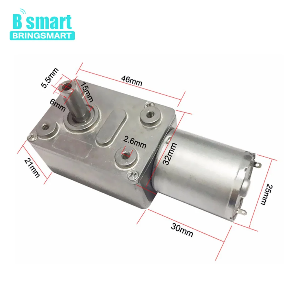 Bringsmart JGY-370 Worm Gear Motor 12 Volt Small Electric Motor 12v Dc Motor 6v Reducer 18v With Self-locking