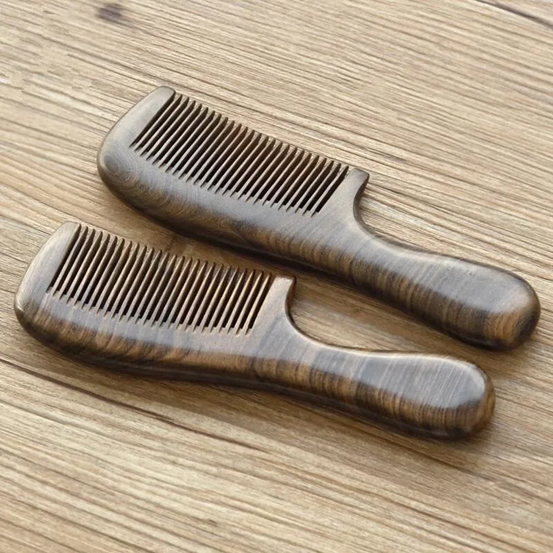 

5pcs Natural Africa Black sandalwood combs cepillo de pelo hairbrush No-static Massage Hair Brush long handle Wooden Combs