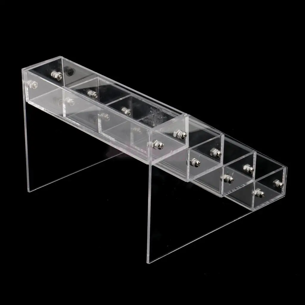 Soporte acrílico transparente de 4 niveles para maquillaje, organizador de esmalte de uñas, estante de mesa para mostrador, soporte para barra de labios, 20 botellas