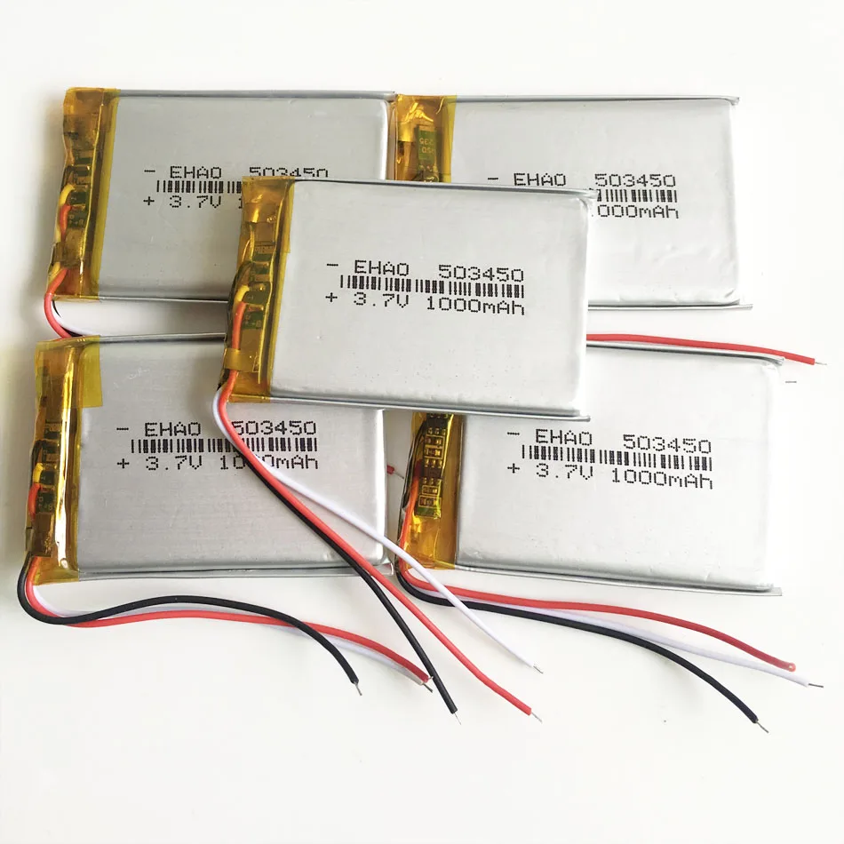 10 szt. 3.7V 1000mAh litowo-polimerowa LiPo akumulator 503450 3 przewody do Mp3 DVD PAD kamera do rejestracji wideo telefon komórkowy Speake