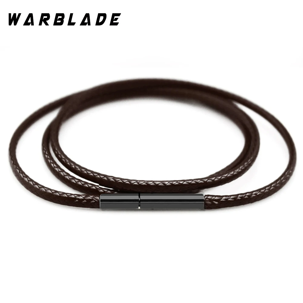 WBL 1mm-3mm Leather Cord Necklace Cord Wax Rope Chain With Stainless Steel Clasp For Men Women DIY Necklace Jewelry 3pcs/lots