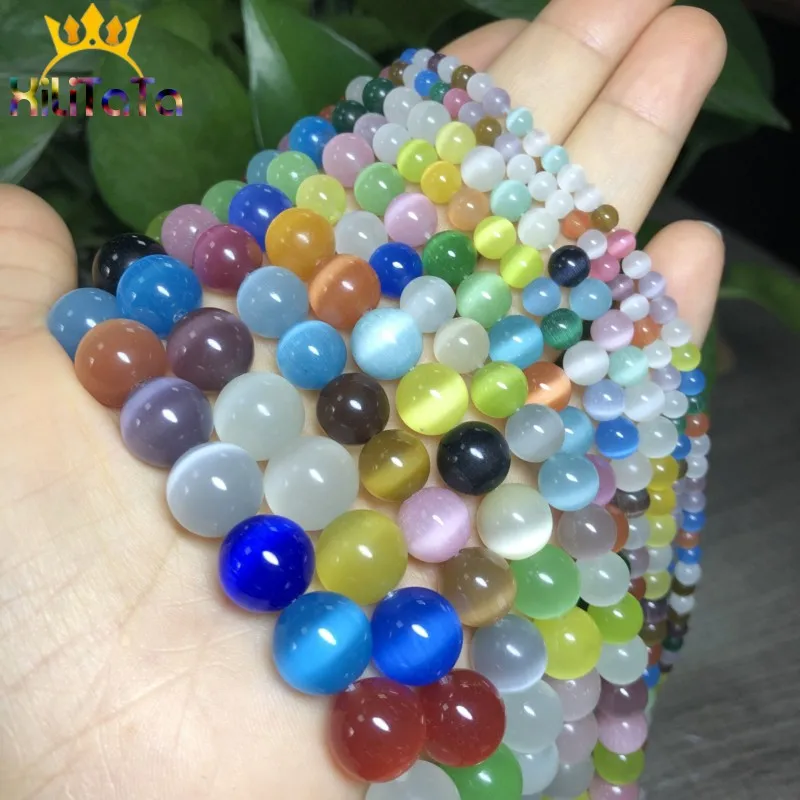 AAA Multicolor Cat Eye Beads High Quality Smooth Round Loose Beads For Jewelry Making Opal Stone Diy Charm Bracelets 4/6/8/10/12