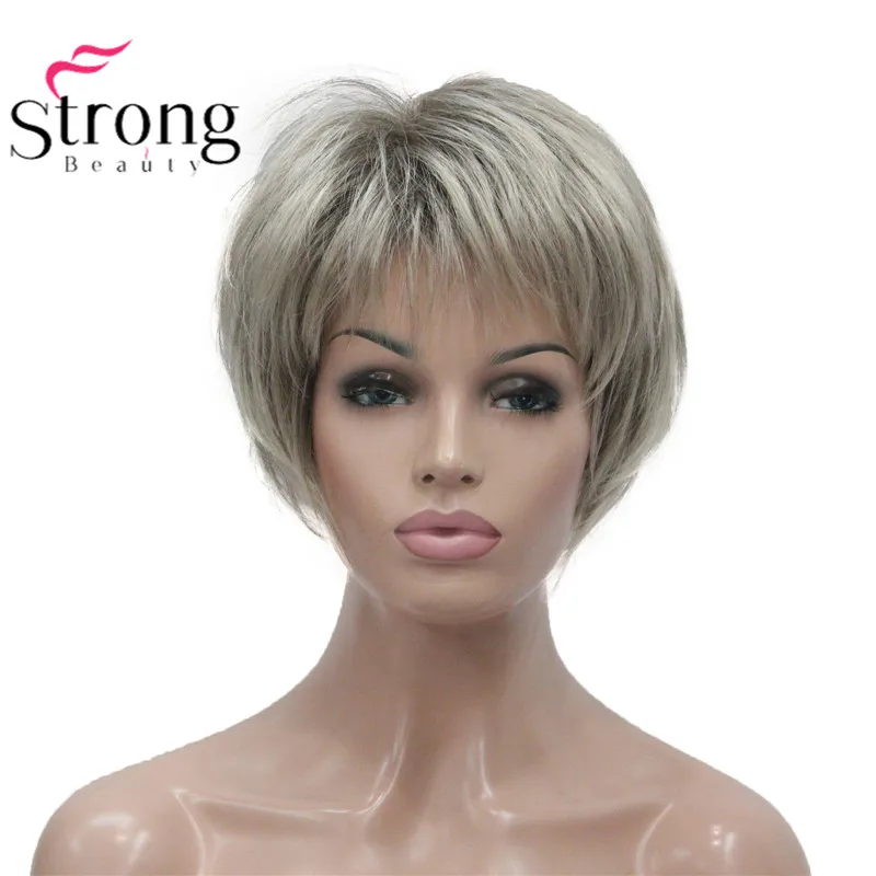 StrongBeauty Krótka, miękka, warstwowa peruka Ombre Blonde Pełna peruka syntetyczna