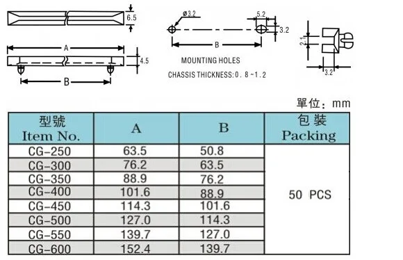 50pcs PCB Boards guide groov channel Slot track fixing Support Snap-In rail enclosure pc spacer board CG500