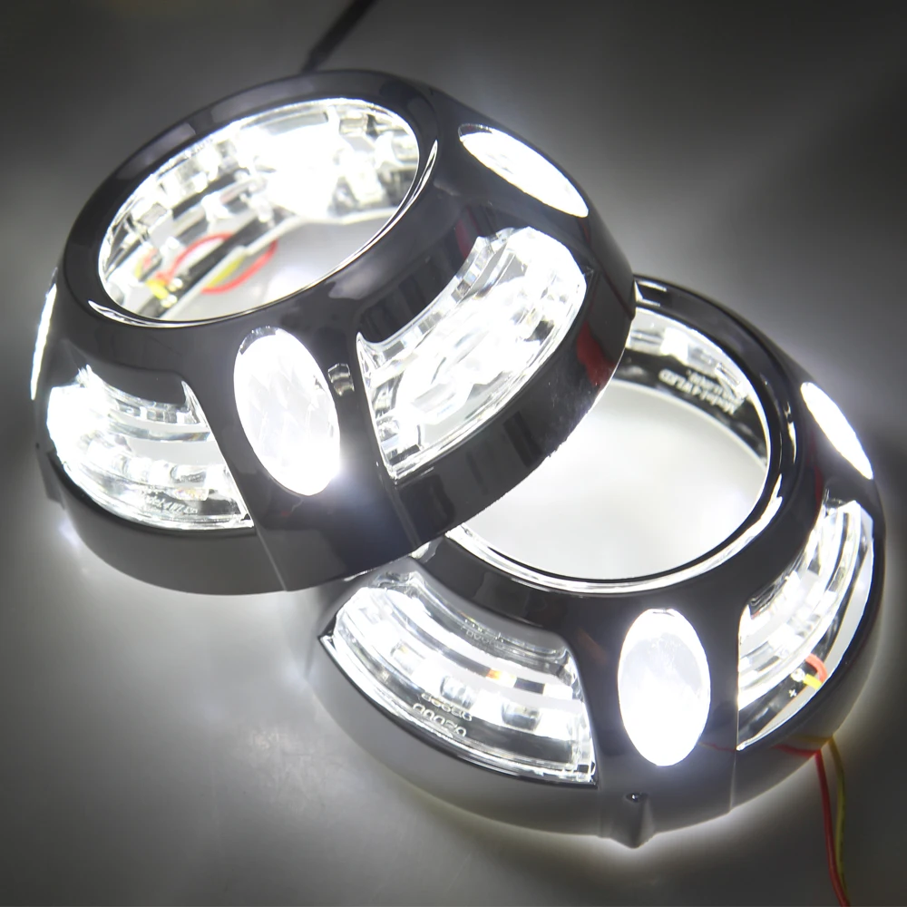 

Classic AES LED Panamer-B Style Led Integrated Angel Eye Shroud Cover Mask 3.0‘’ Super bright For Q5 WST Hella 5 3R 3 inch lens