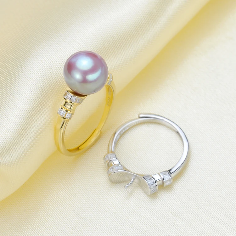 

S925 Sterling Silver Pearl Rings Holder Adjustable Rings Settings Women DIY Pearl Rings Components 3Pieces/Lot