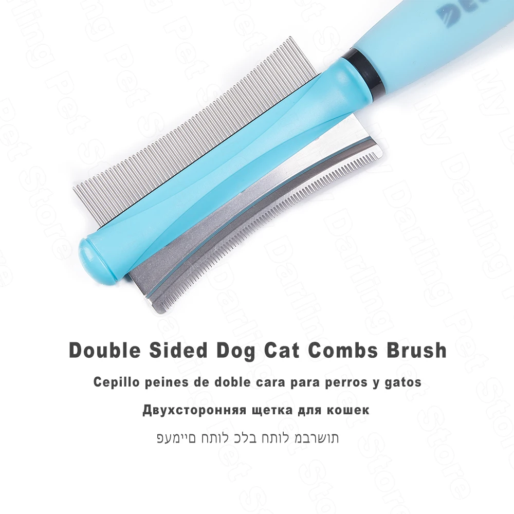 Pet Hair Comb for Cat Dog Hair Remover Double-sided Easy Deshedding Brush for Cat Grooming Tool for Long Small Hair Dog