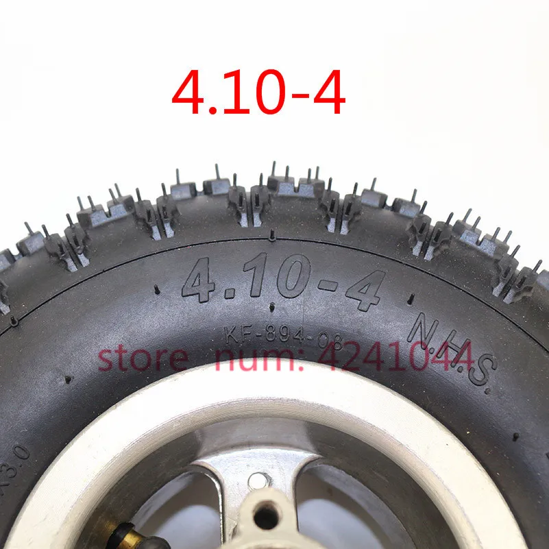 4.10-4 tire ATV Quad Go Kart 47cc 49cc Chunky tyre inner tube and alloy wheel rims  410-4 4.10x4 410x4'' 4 inch wheels