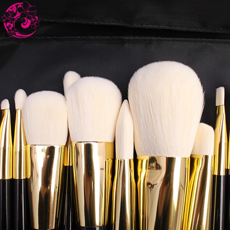 ENERGY Brand Professional 12pcs Makeup Goat Hair Brush Set Make Up Brushes +Bag Brochas Maquillaje Pinceaux Maquillage tf12