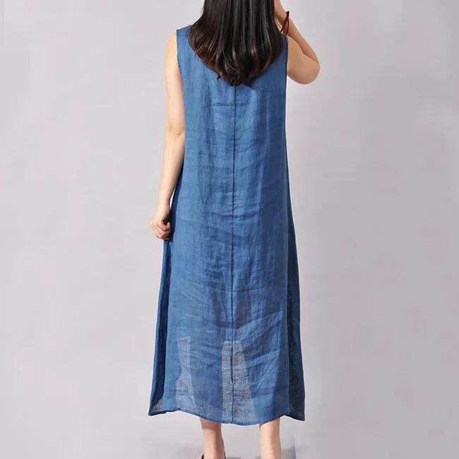 Linen Vintage Long Maternity Dresses Clothes For Pregnant Women Clothing Chinese Style Print Plus Size Dress image 4