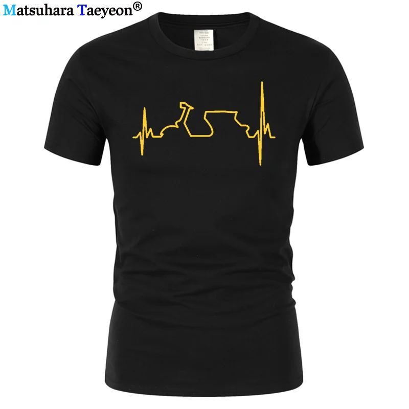 Men's Tshirt Cotton T Shirt Funny Vespa Heartbeat T-shirts Men Harajuku Shirt Hip Hop Tees Tops Harajuku Streetwear Fitness T219