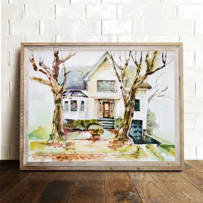 Wall Art Twilight\'s Cullen Family Residence and Bella Swan House Watercolor Print , The Twilight Saga Poster Painting Fan Gift
