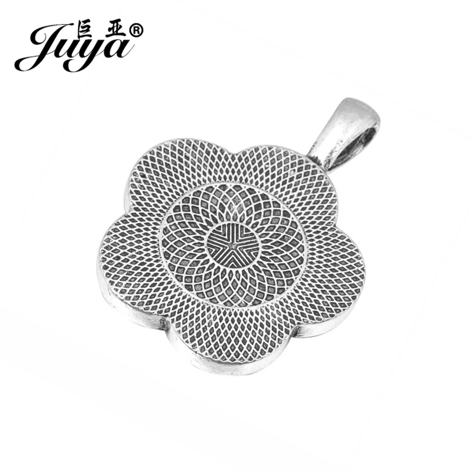 10 teile/los Vintage Blumen anhänger Cabochon Basis Lünetten Charms für DIY Schmuck Herstellung Halsketten Schlüssel anhänger liefert Zubehör – Detail 12