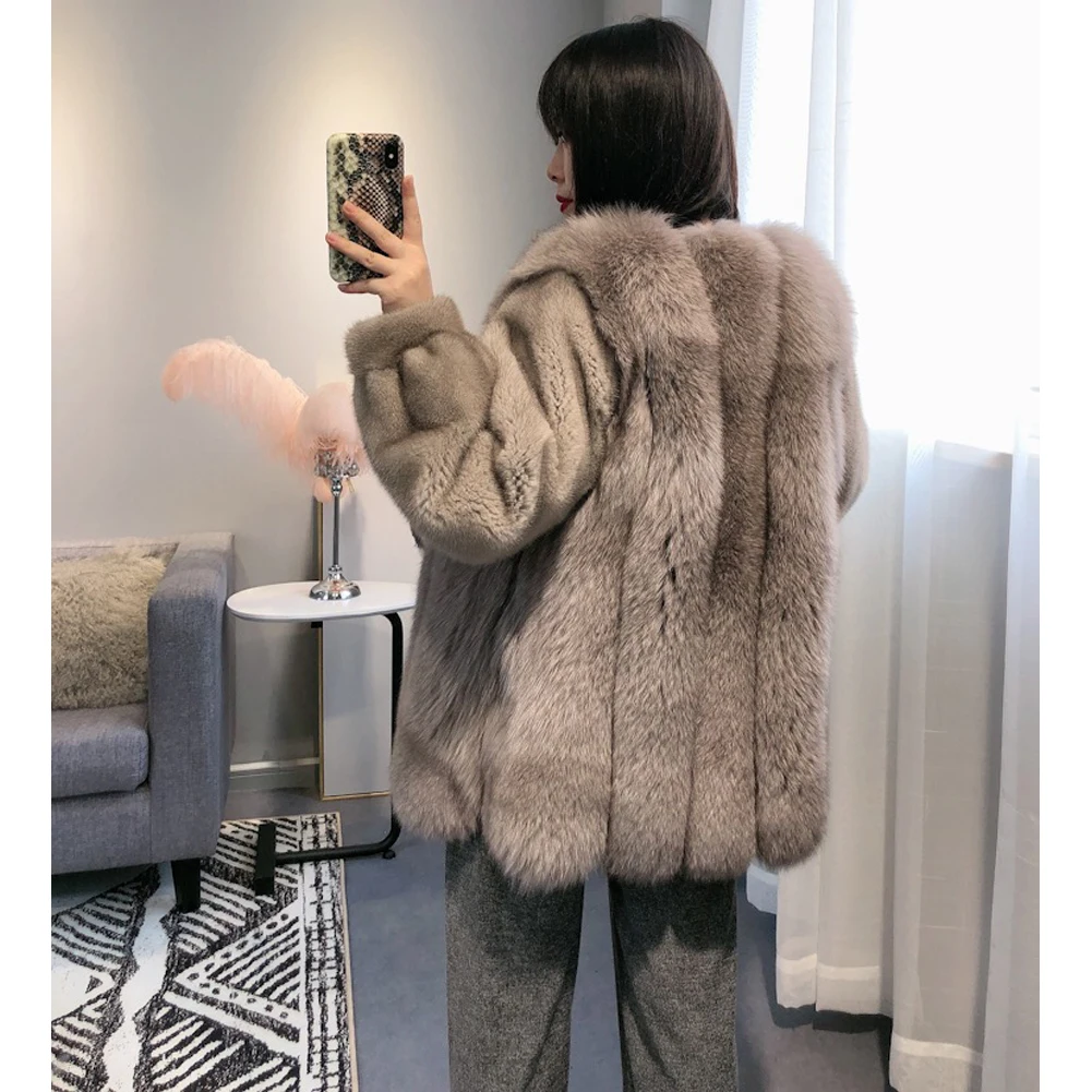 ผู้หญิงทั้งหนัง Fox FUR Coat ผู้หญิงนําเข้า Mink FUR เสื้อแจ็คเก็ตผู้หญิงฤดูใบไม้ร่วงและฤดูหนาวใหม่เสื้อขนสัตว์