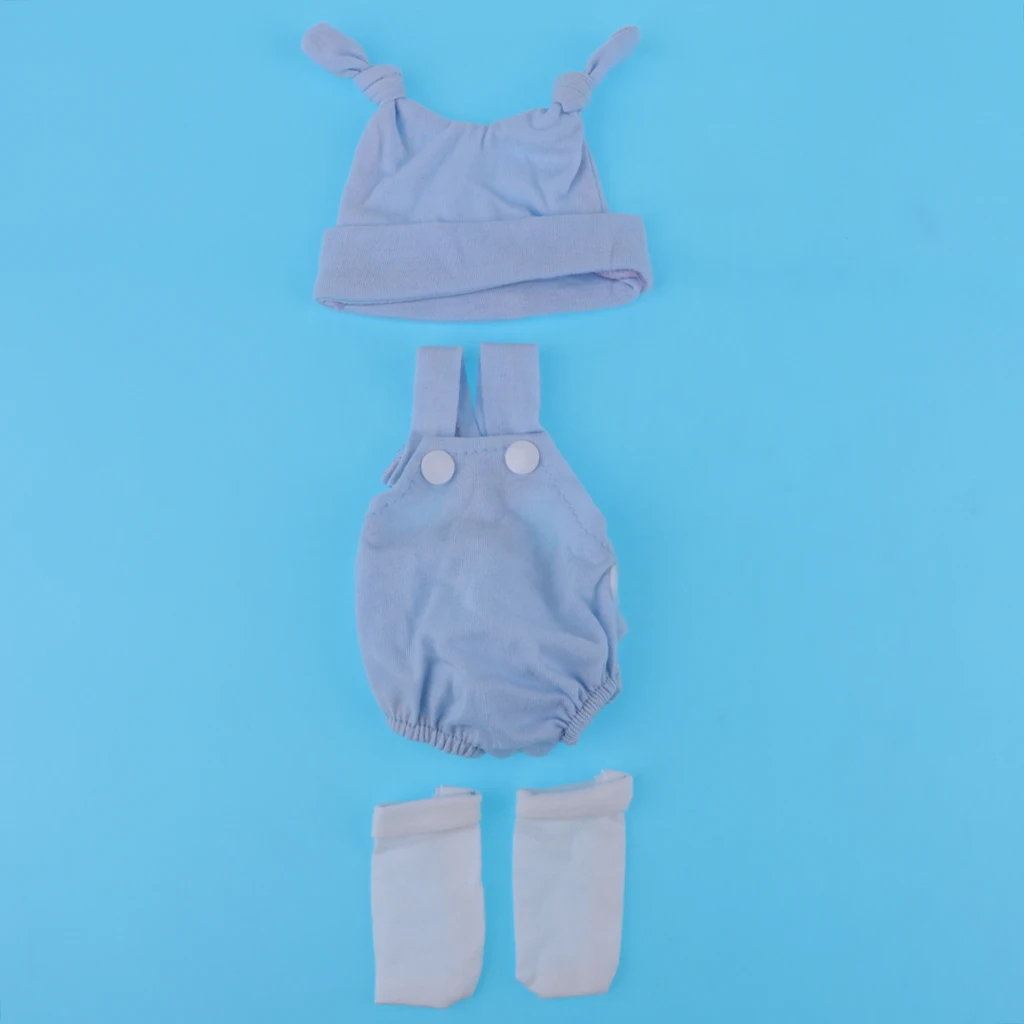 Adorable Rompers Suspender Trousers and Hat and Socks Outfits for 10/11 inch Reborn Baby Newborn Girl or Boy Dolls Clothes