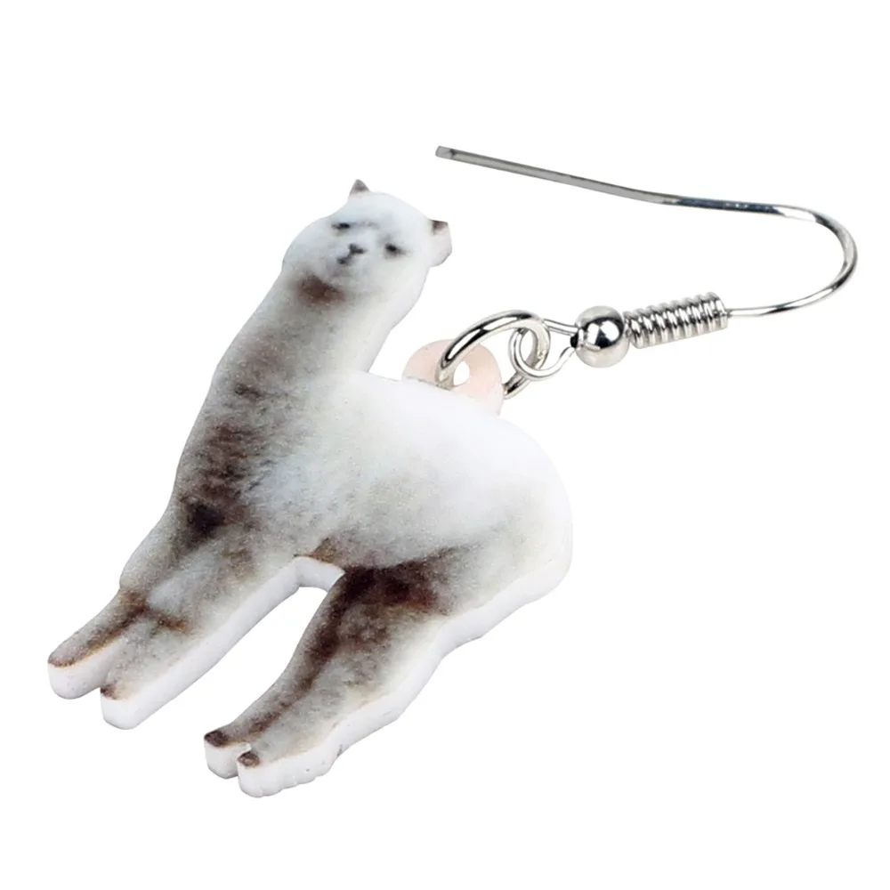 Bonsny Acrylic Cute South American Alpaca Llama Earrings Drop Dangle Cartoon Animal Jewelry For Women Girls Teens Gift Charms