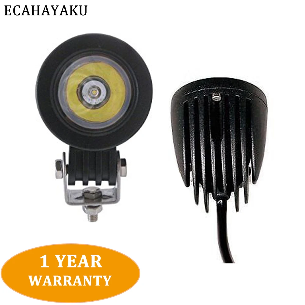 2Pcs ECAHAAYKU 2inch Round Led Work Lamp 10w Spot Flood Light LED Lamp 12v 24v DC Hot Selling for Automotive Motorcycle ATV Bike