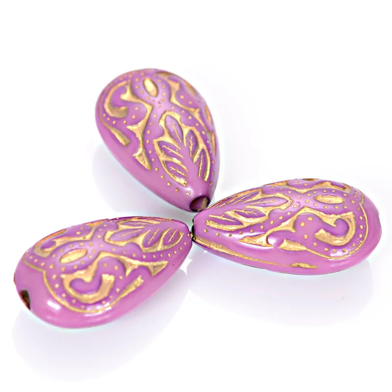Miasol 50 Pcs Retro Vintage Inspired Acrylic Teardrop Waterdrop Antique Design Spacers Beads For DIY Jewelry Making Accessories