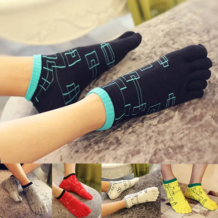 

3 Pairs Men's Five-fingered Socks Toe Splitting Short Cotton Breathable Comfort Invisible Socks Men Ankle Toe Socks