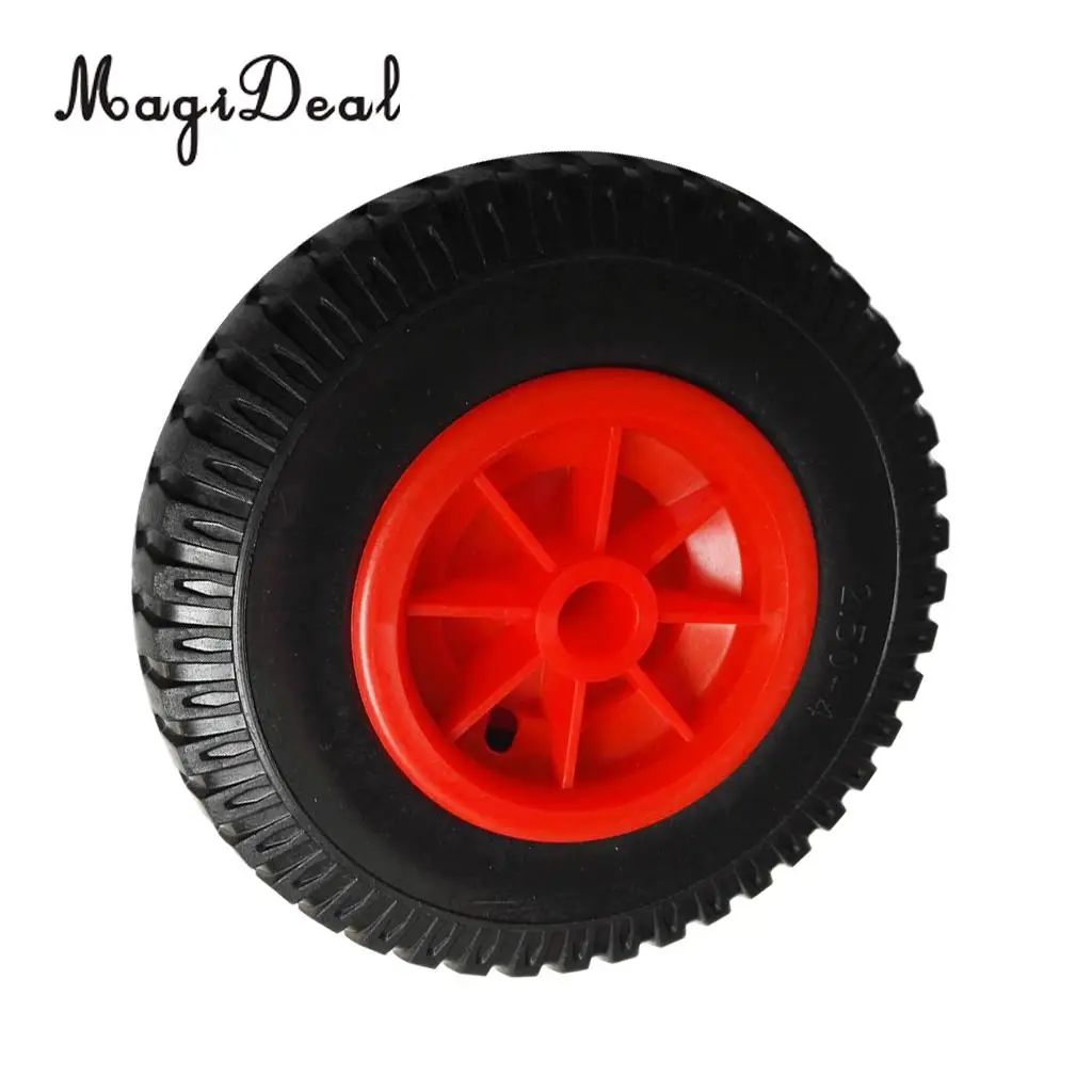 MagiDeal High Quality 1Pair Puncture Proof Rubber Tyre On Red Wheel Outdoor Surfing Rowing Boat Kayak Trolley Trailer Wheel Acce