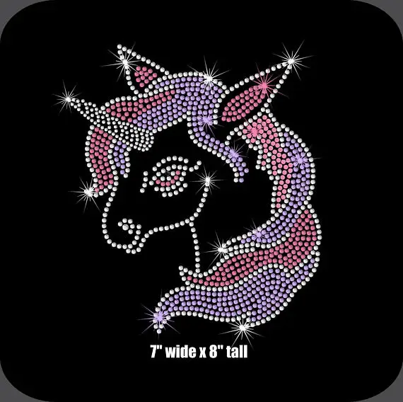 2pc/lot Little horse design stones sticker  hot fix rhinestone applique iron on transfer applique patches fixing rhinestones