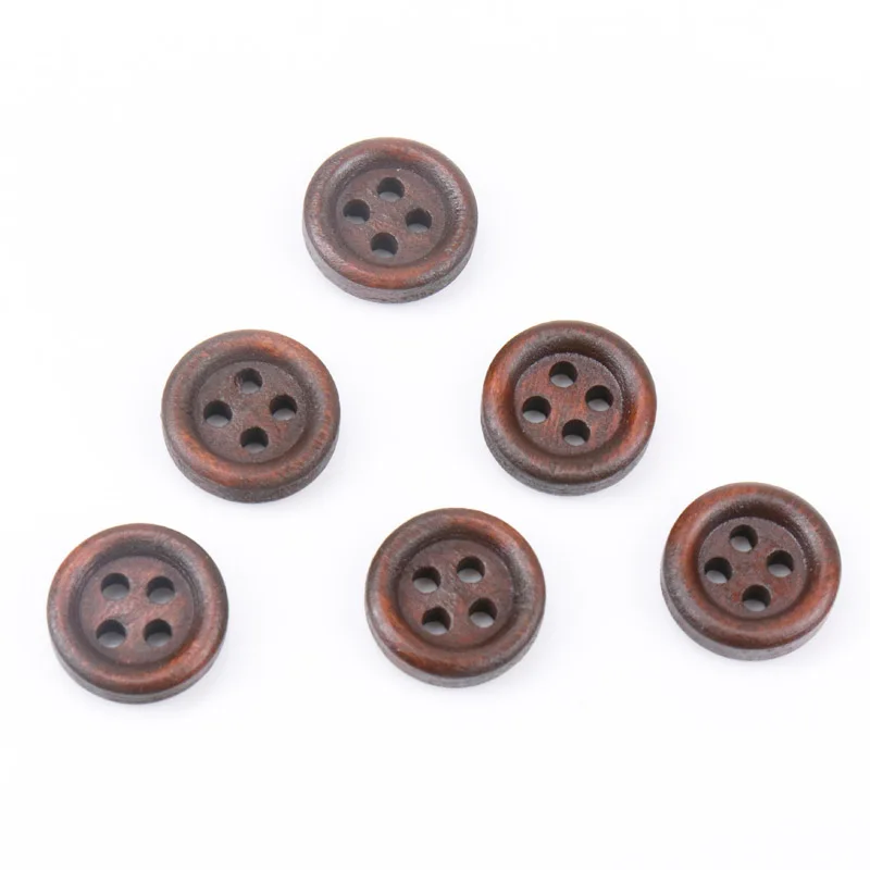 Wooden Dark Brown Round Pattern Buttons Scrapbook Handmade Sewing Home Decoration Accessory DIY 12mm 50pcs MT0574-FD