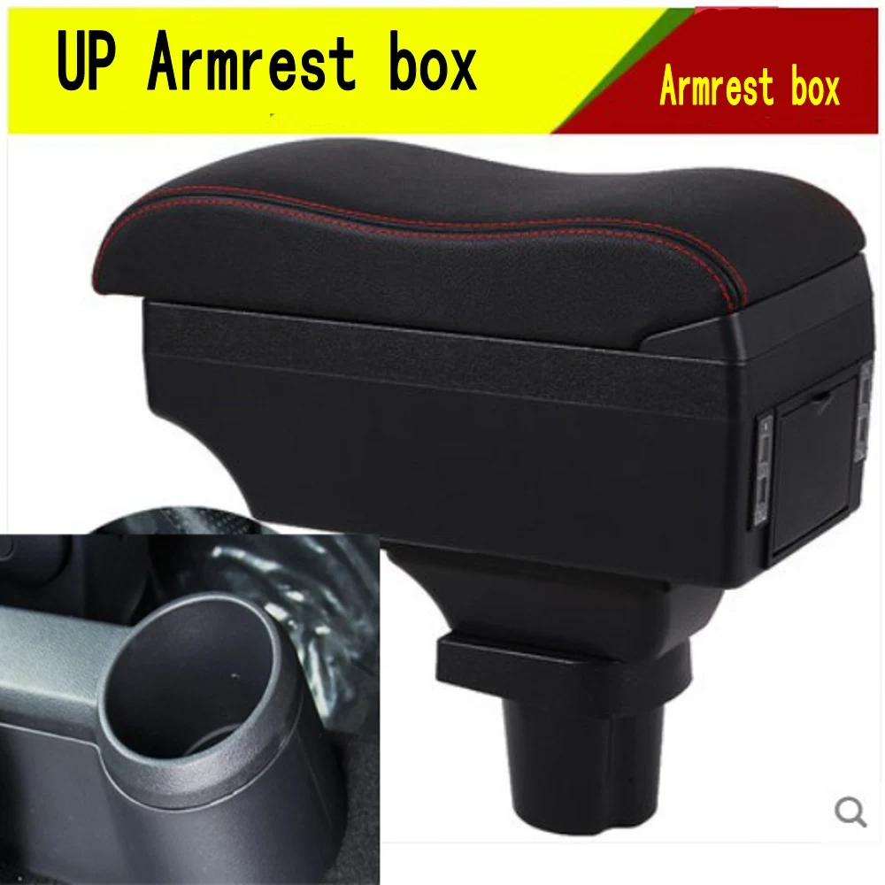 For Volkswagen VW UP Armrest Box Car Center Console Storage Space Case Elbow Rest with Cup Holder USB Interface