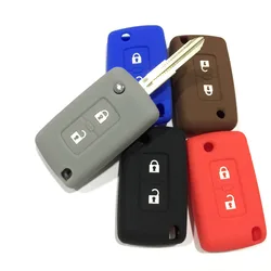 100%Silicone key cover rubber cover protect For Mitsubishi Outlander Lancer Pajero sport 2buttons 10 colors