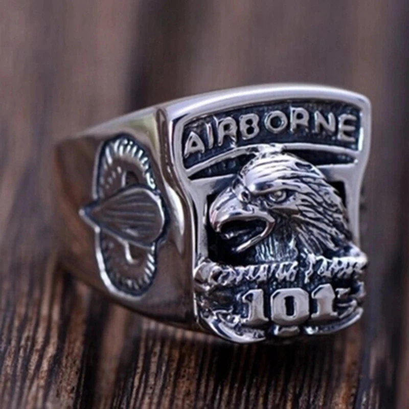 MAYONES Solid US Army 101st Airborne Eagle Ring 925 sterling silver Size US 8~12 in gift box Free Shipping