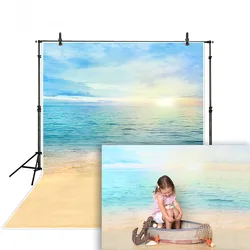 Photography Backdrops Summer Sky Sun Sea Ocean Beach Background Photo Studio Baby Shower Child Sailor Mermaid Photocall