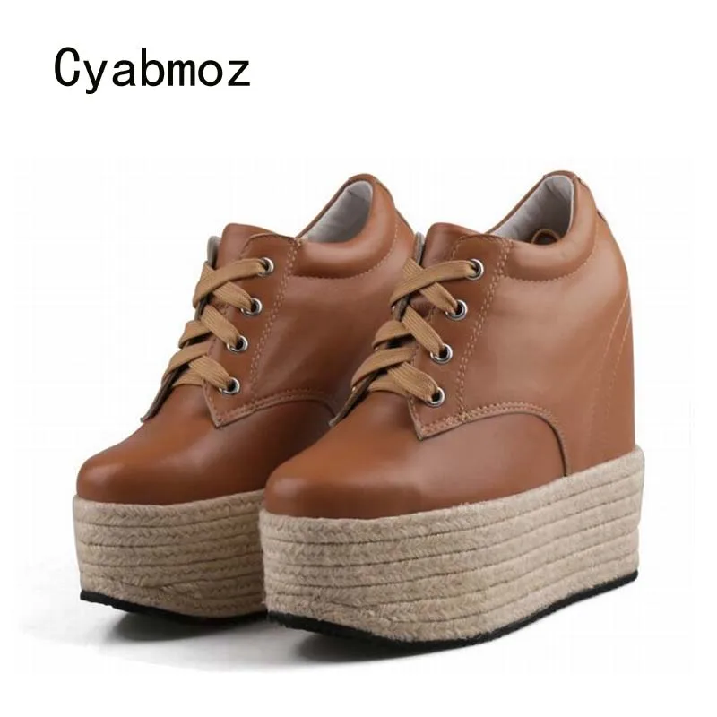 Cyabmoz Platform Women Shoes Wedge Sexy High Heels Genuine Leather Casual Party Woman Shoes Pumps Zapatos Mujer Tenis Feminino