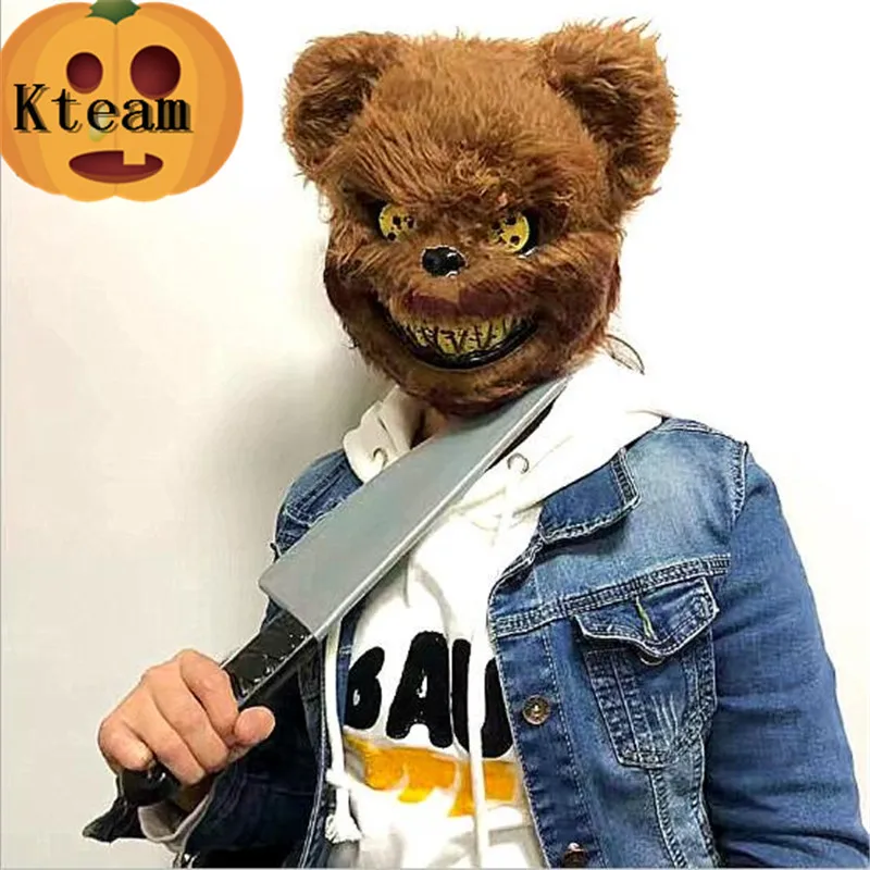 2018 New Hot Sale Funny Scary Killer Teddy Bear Mask Adult Evil Psycho Halloween Costume Fancy Dress Plastic Bear Face Mask Toys