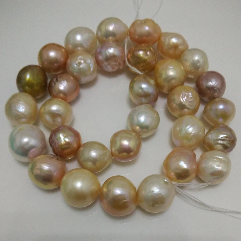 16 inches 13-14mm Natural High Luster Multicolor Edison Baroque Pearls Loose Strand