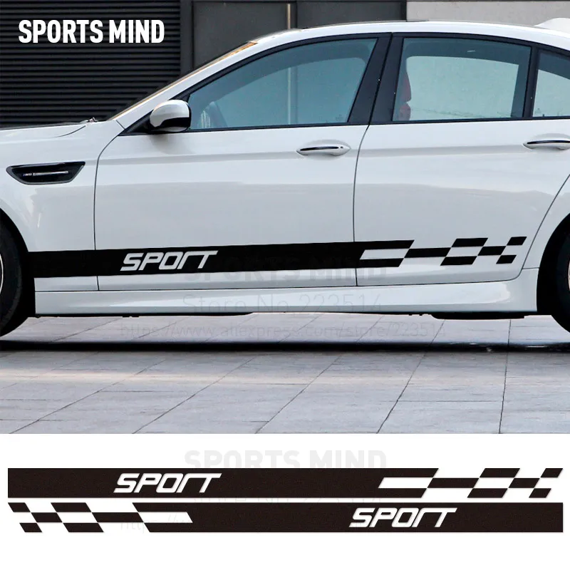 

1 Pair SPORTS MIND Sport Waist line Waterproof vinyl reflective Car Styling sticker Decal exterior accessories For All car