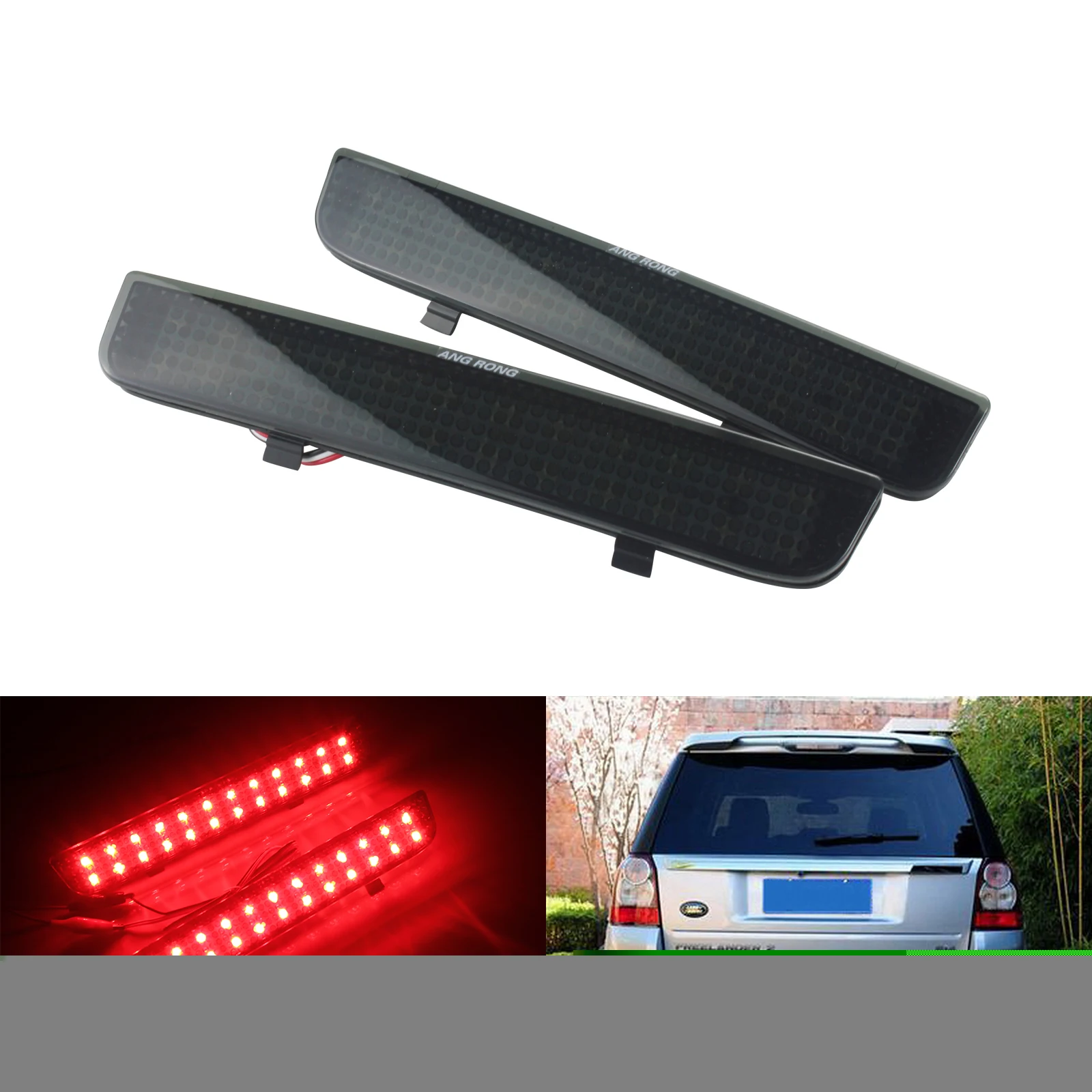 ANGRONG 1 Pair 2PCS LED Bumper Reflector Tail Brake Stop Light Lamps For Land Rover Range Rover L322 Freelander 2