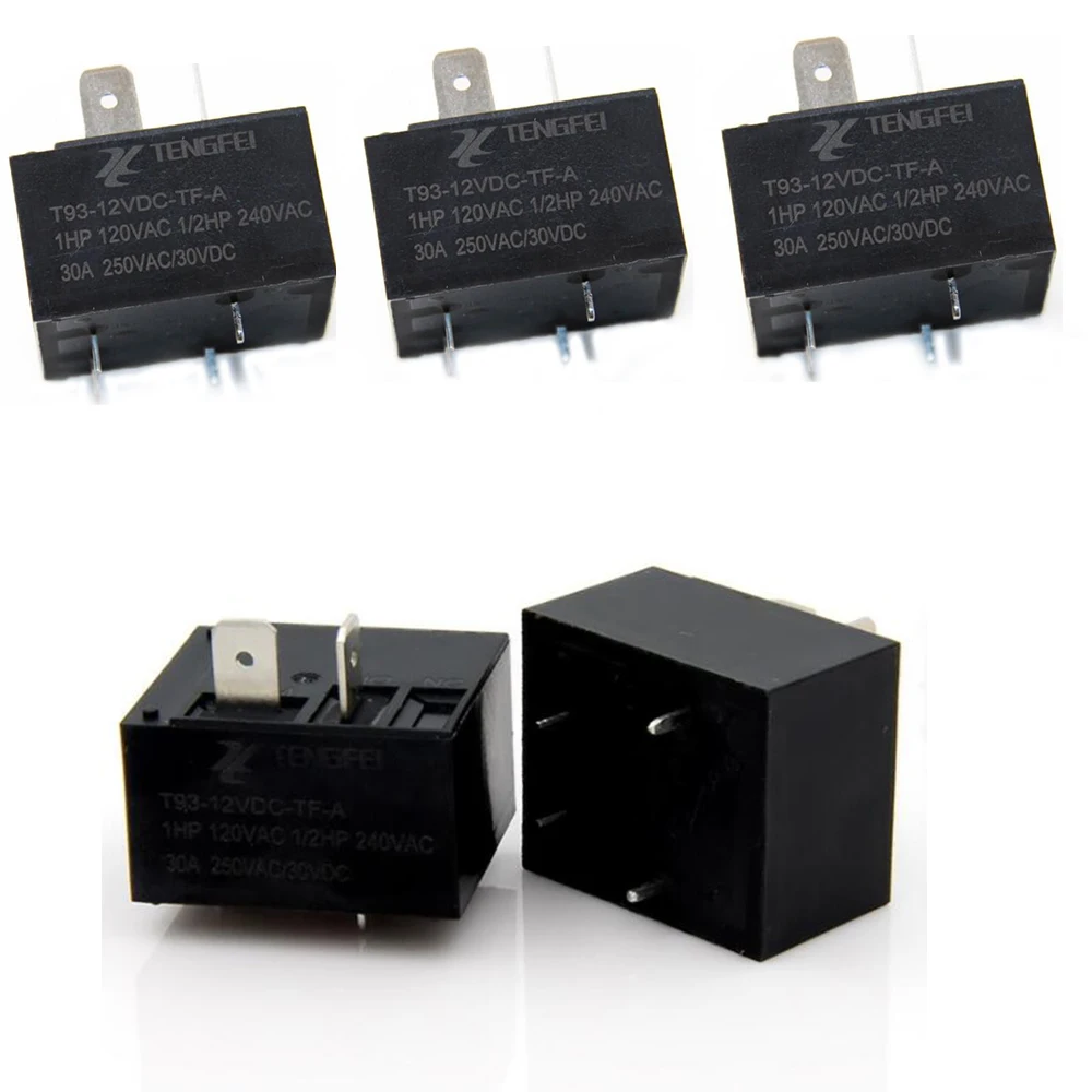 5PCS T93 Small Normally Open Relay 12V 4 Pins 30A T93-12VDC-TF-A