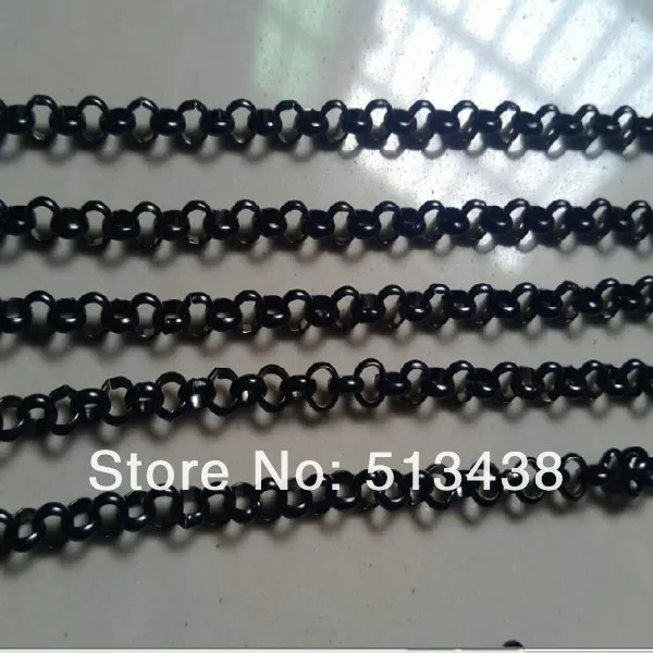 10 meters lot 3.5MM black plated Stainless Steel ROLO chain.jewelry finding.DIY necklace bracelet in bulk