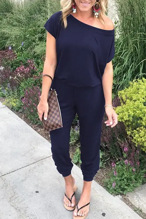 Mới Nữ Jumpsuit Lệch Vai Chắc Chắn Tay Ngắn Áo Liền Quần Nữ Dạo Phố Phối Ren Jumpsuit Một Miếng De Fiesta Mujer