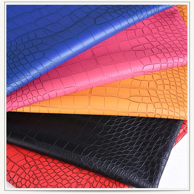 Good 69*50cm1pc Faux Crocodile Leather Fabric Black 20 Colour Pvc Leather DIY Patchwork Handmade Bag Material Artificial Leather